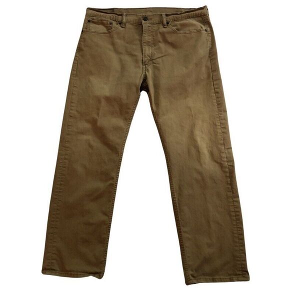 Levi’s 505 Khaki Jeans Mens Size 38x30 Brown Classic Straight Leg Denim 5 Pocket - Picture 2 of 10